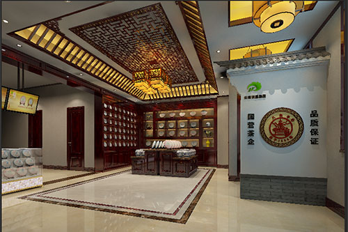 芙蓉古朴典雅的中式茶叶店大堂设计效果图